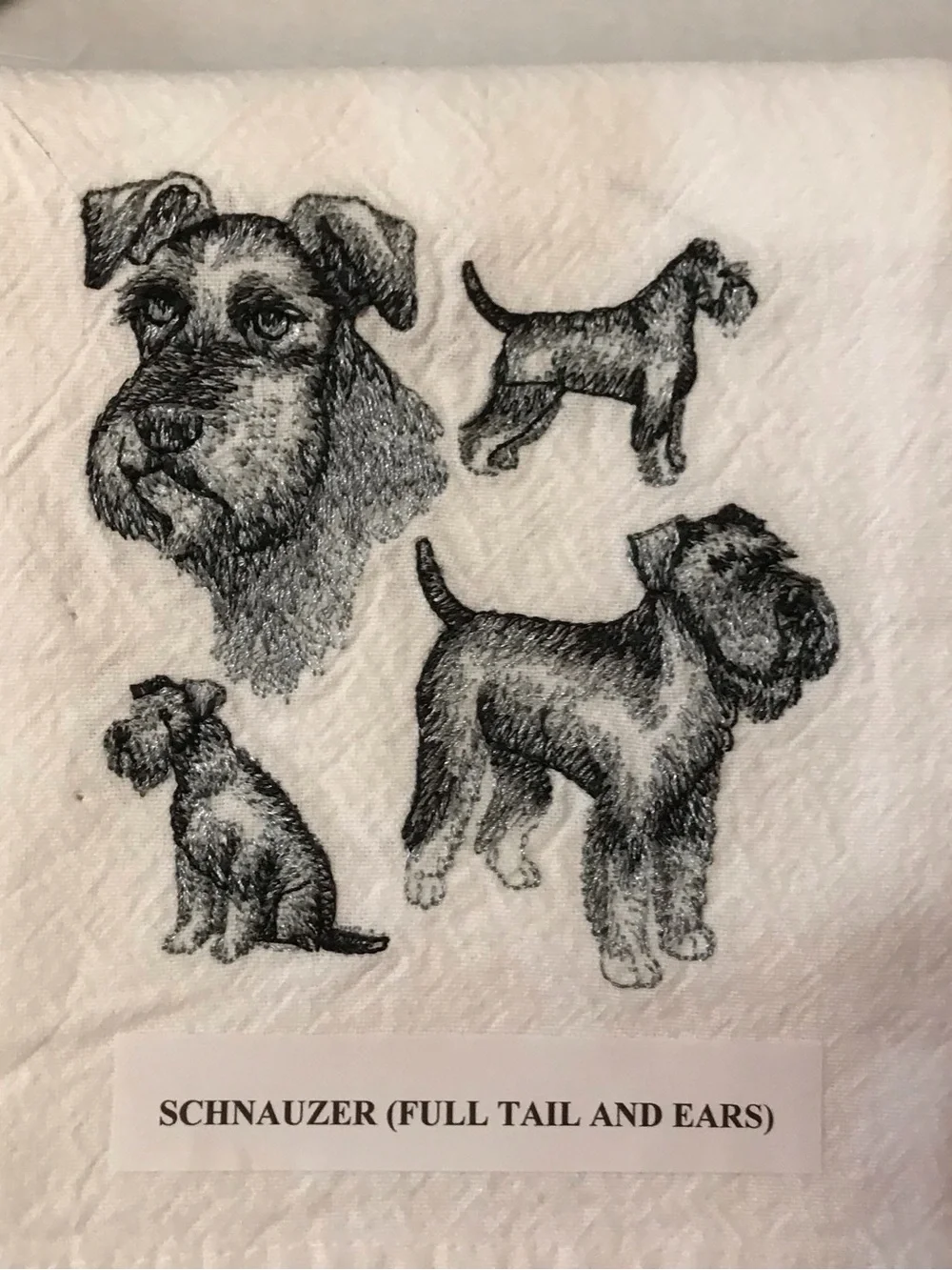 Schnauzer Machine Embroidered Dish Towel